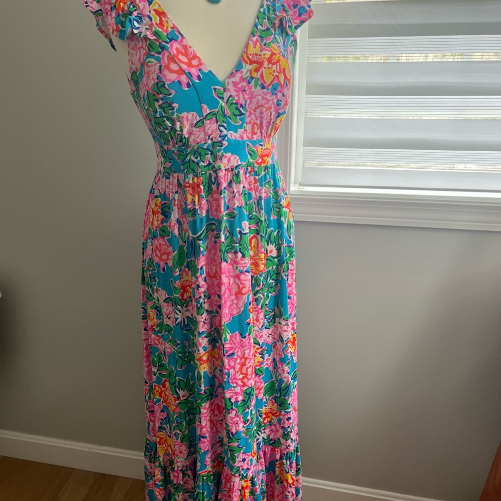 Lilly Pulitzer Vyra Maxi In Rose To the Occasion Dress size 8 EUC - Picture 2 of 8